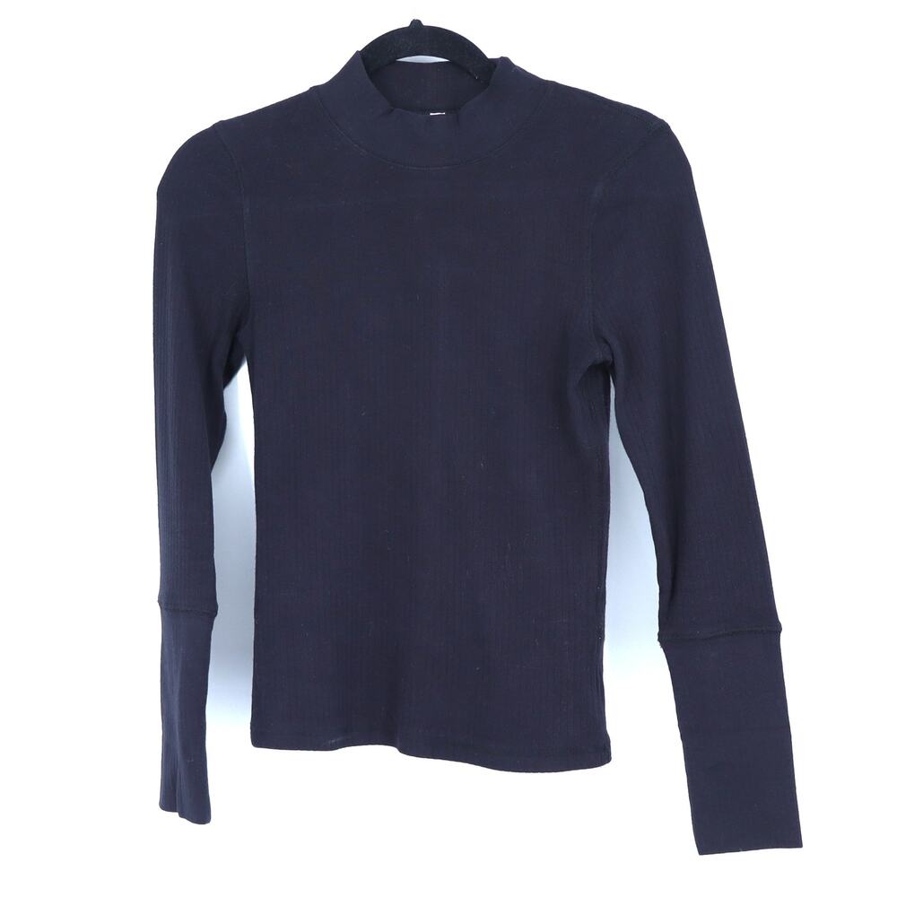 FP Intimately The Rickie Top Top Black Ribbed Stretch Long Sleeve Women's S